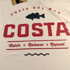 Costa Del Mar Shirt Mens XL White Tagless Crew Neck Catch Release Graphic