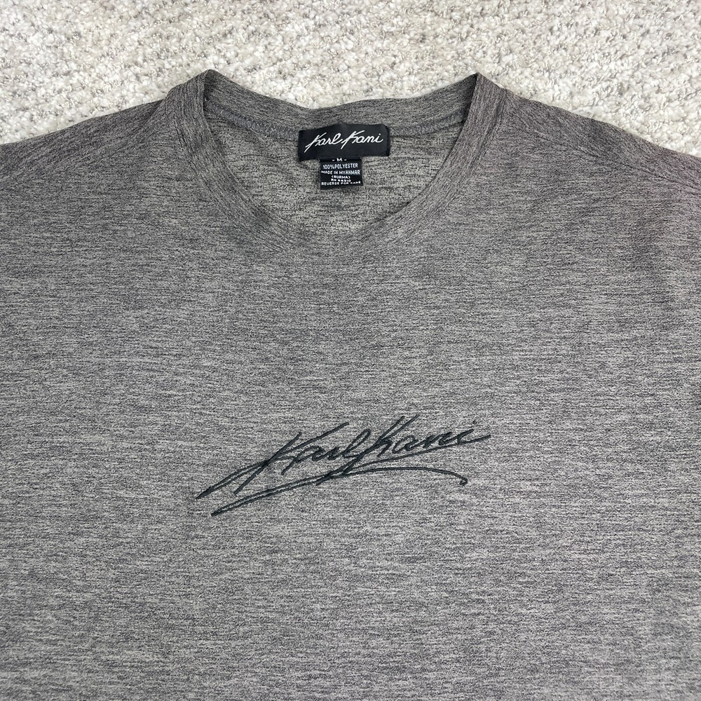 Vintage Karl Kani T-Shirt Men Medium Spellout Logo Embroidered Short Sleeve Gray