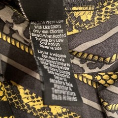 Stretch Drill Clothing Animal Print Mens Dress Shirt Black Yellow Grey Size M