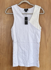 Boohoo Man Men’s Slim Rib Contrast Panel Vest Tank Top White Size M NWT