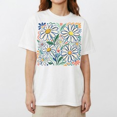 Retro Floral Daisy T-Shirt Colorful Botanical Wildflower Nature Spring Tee