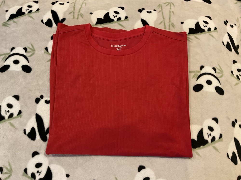 Croft & Barrow Men’s T-Shirt Size 2XL Red Ribbed Short Sleeve