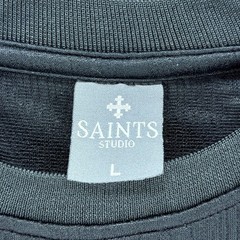 Saints Studio Shirt Mens L Black Textured Diamond Pattern Crew Neck Stretch