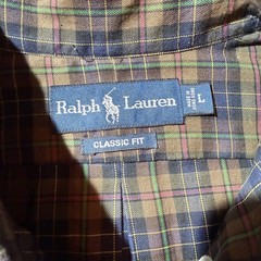 Polo Ralph Lauren L/S Brown, Blue & Green Plaid Button Down Collared Shirt Large