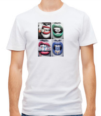 Colorful Lips Art Short Sleeve White T Shirt Men F445