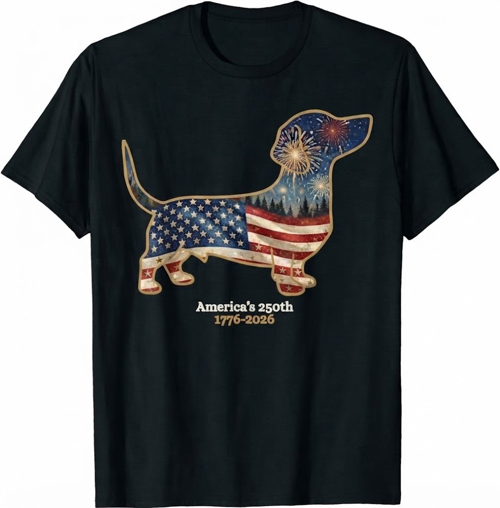 Dachshund America’s 250th Patriotic Dog Fireworks T-Shirt
