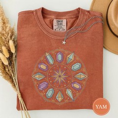 Crystal Grid Zodiac Wheel Comfort Tee Astrology Spiritual Design