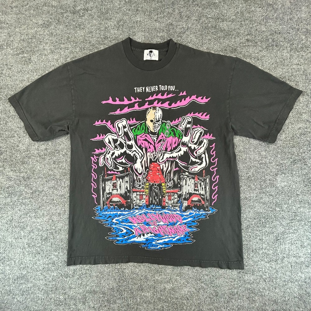 Warren Lotas Shirt Mens L Gray Jason Friday the 13th Streetwear Hollywood Faded