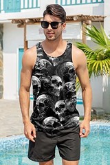 Mens Skull Graphic Black 3D Tank Top