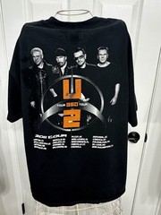 U2 2011 360 Tour Double Sided Large Black T Shirt Band Concert Vintage