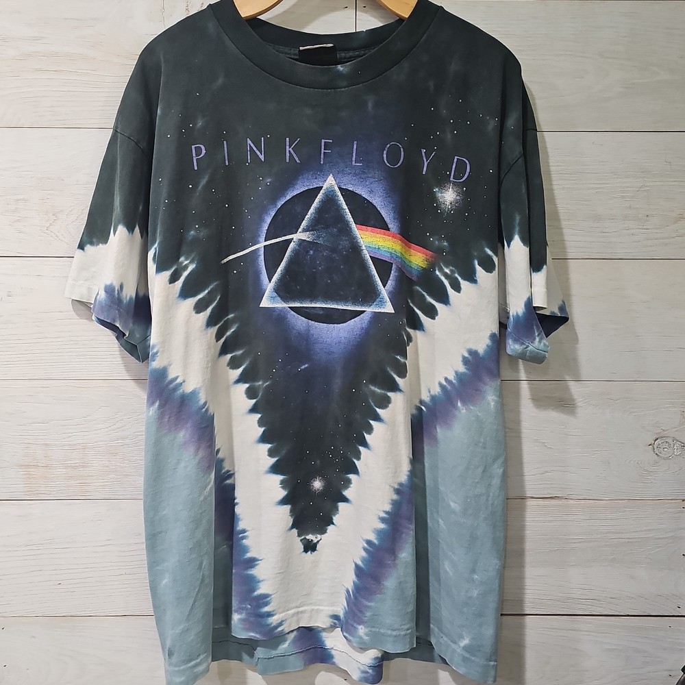 Vintage 2005 Pink Floyd Liquid Blue Dark Side Of The Moon Tie Dye T Shirt L