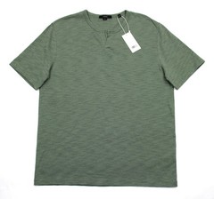 Vince Slub Henley T-Shirt Mens M Green Short Sleeve 100% Cotton Jersey NWT