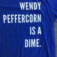 Routine Men Large Short Sleeve Shirt Blue Wendy Peffercorn Is A Dime Baseball