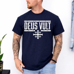 Deus Vult Crusader Knight Medieval History Jerusalem Cross T-Shirt