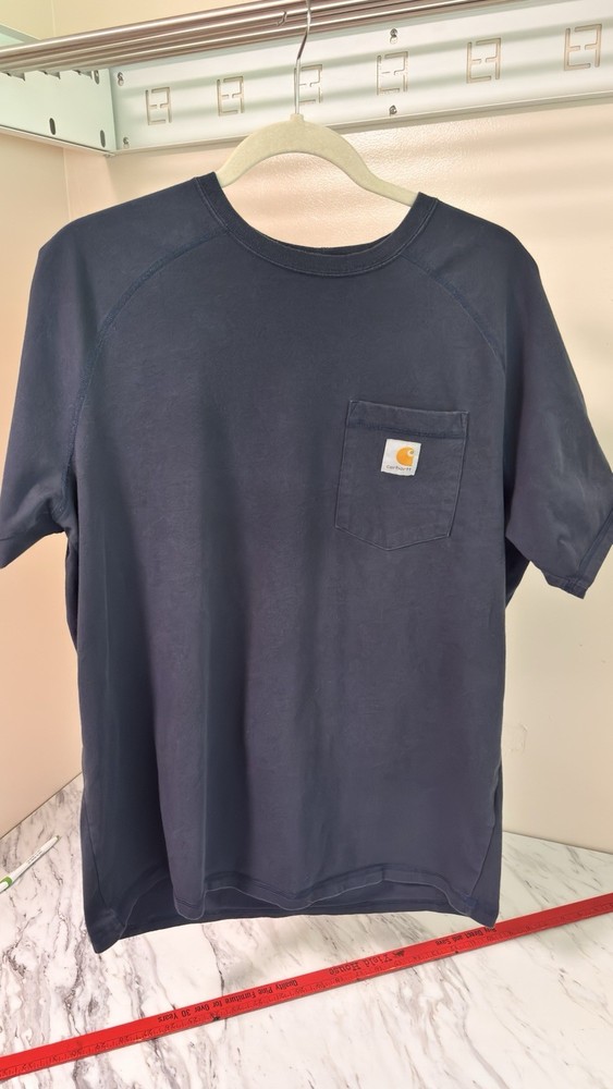 Carhartt Force Relaxed Fit Navy Crew Neck Pocket T-Shirt Mens Size L