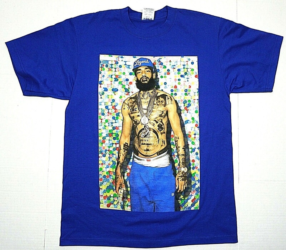 NIPSEY HUSSLE T-shirt Crenshaw Urban Hip Hop Rap HU$$LE Men’s Tee Blue New