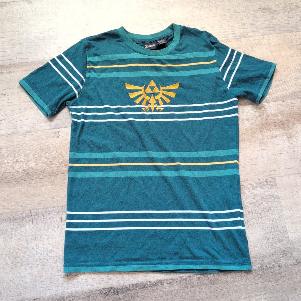 Legend of Zelda Skyward Sword Gold Triforce Logo Green Tee Shirt-Men’s-xs