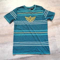 Legend of Zelda Skyward Sword Gold Triforce Logo Green Tee Shirt-Men’s-xs