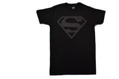Superman Mens Black On Black Classic Logo Tee Shirt New S-2XL