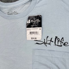 Salt Life Shirt Mens Large Hook Line and Sinker Pocket Blue NEW