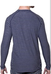 Meriwool Light Base Layer Men’s XL Blue “Sea” Stripe 190 Henley Long Sleeve NEW