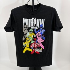 Power Rangers Its Morphin Time Graphic T-Shirt Mens Med Black Cotton Short Slv