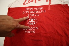 Stussy World Tour Tank Top T-Shirt M 40″ Chest READ Bleached Spots Hole Cracking
