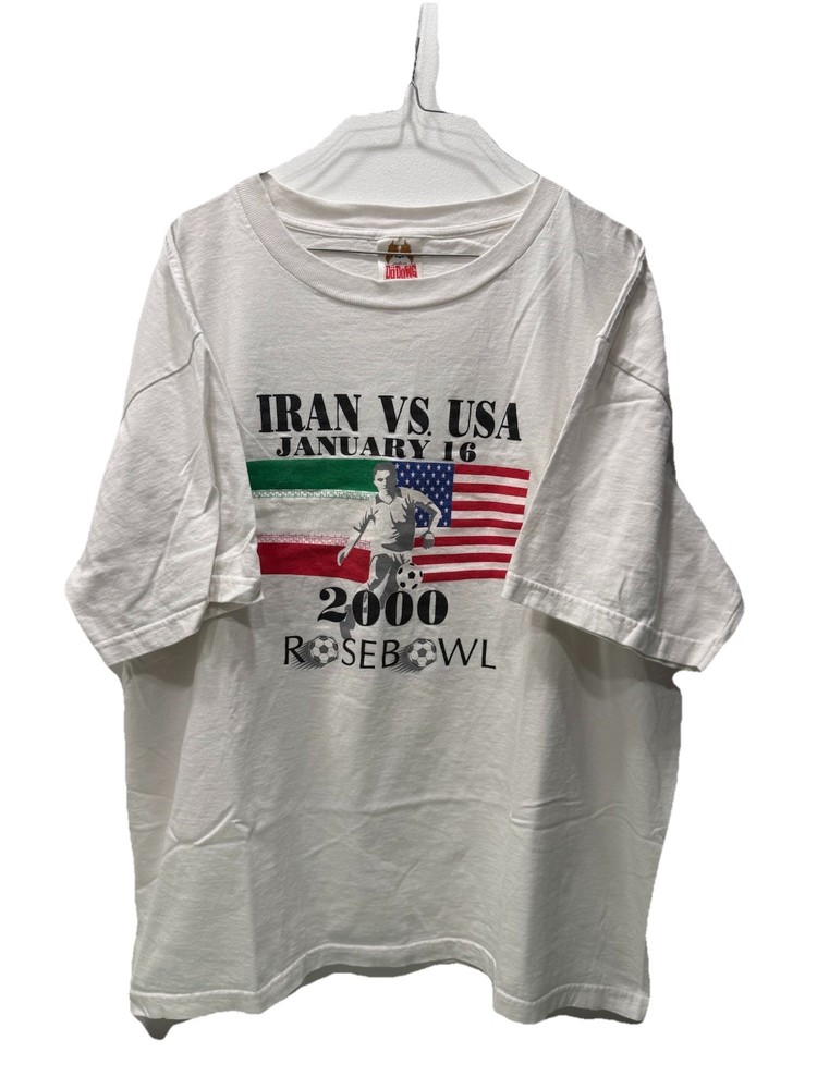 Vintage Y2K 2000 Iran vs USA Soccer T Shirt Mens Size 2XL Rose Bowl ( Rare )
