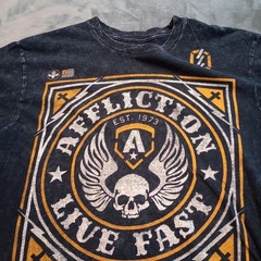 Affliction Shirt Mens XL Black Graphic Skull Streetwear Vintage Style Distressed
