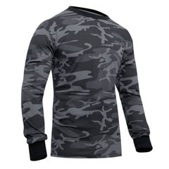 Long Sleeve Shirt Black Camo Tactical Military Hunting Rothco Tee Sizes S-3XL