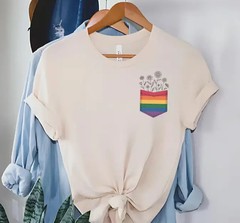 Flower Pocket Pride Shirt LGBT Rainbow Ally Tee