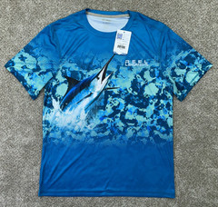 Reel Legends Shirt Men Medium Blue Marlin Reel-Tec Fishing SPF 50 New With Tags