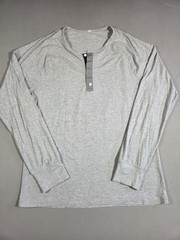 Lululemon Men’s Medium Stretch Henley T-Shirt Light Gray Button Long Sleeve Gym