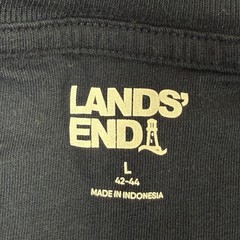 Lands End Mens Crew Neck Large Navy Blue Ribbed Long Sleeve 100% Cotton T-Shirt