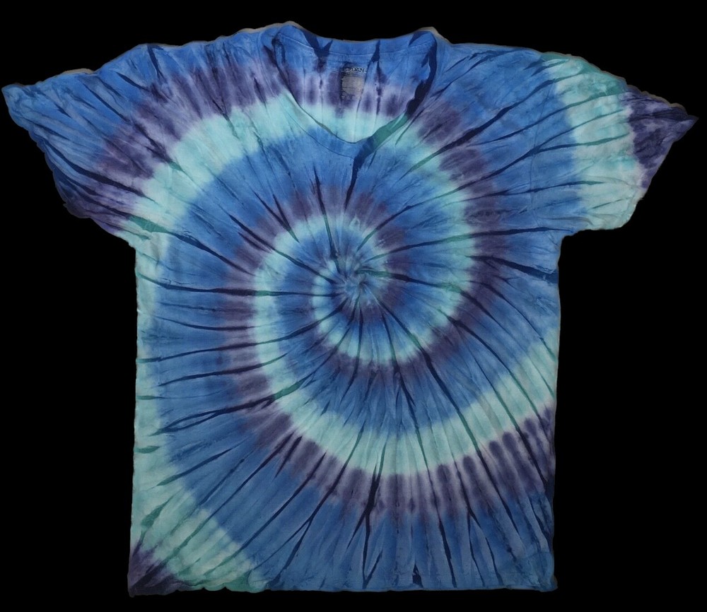 *New* 2XL – Sm Handmade Tie Dye, Rhapsody in Blues Spiral, Crew or V-Neck