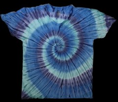 *New* 2XL – Sm Handmade Tie Dye, Rhapsody in Blues Spiral, Crew or V-Neck