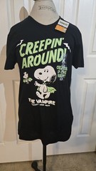 Peanuts Men’s M Black Crew Neck Short Sleeve Snoopy Woodstock Halloween T-Shirt