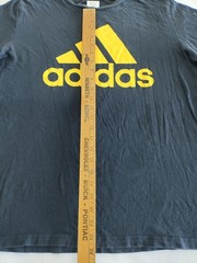Adidas Navy Blue T-Shirt L | Yellow Logo Classic Tee Retro Mens Casual Wear