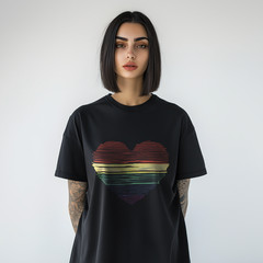 Rainbow Heart T-Shirt – LGBTQ Pride Equality Graphic Tee A493