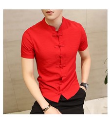 Summer Thin Pure Color Men’s Shirt Collar Button up Short Sleeve Slim Fit Casual
