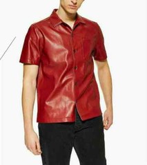 BEST SELLING New Men’s Red Shirt 100% Soft Sheepskin Causal Slim Fit Shirt