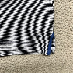 Left Coast Tee Shirt Mens L Blue Striped V Neck Cotton Peru Preppy Classic
