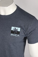 RVCA Men’s Acute Graphic T Shirt Short Sleeve Blue Heather 50/50 Cotton / Poly