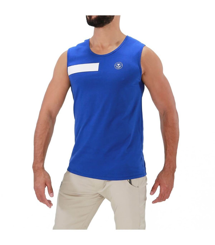 Débardeur TOF PARIS Round Collar Tanktop YOU Cotton Jersay Tank Royal Blue 25