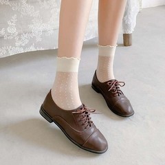 Womens Ruffle Sheer Socks Casual Lace Socks Polka Dot Pattern Mid-Calf Socks …
