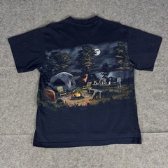 Vintage Art Unlimited Camping T Shirt Size Medium AOP Scenic Night Camp Fire 90s