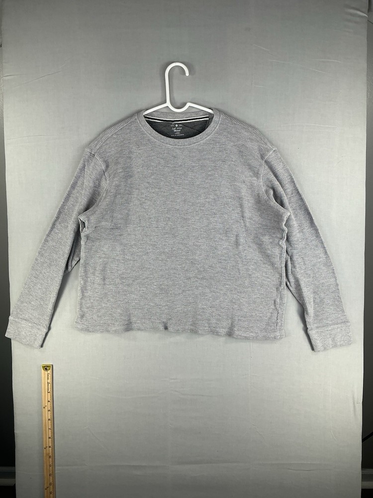 Member’s Mark Men’s Large Soft Wash Thermal Shirt Waffle Knit Grey Heather L