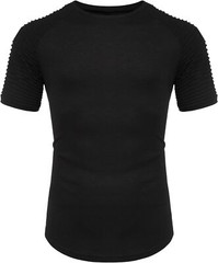 COOFANDY Men’s Muscle T-Shirt Pleated Raglan Sleeve Bodybuilding Large, Black