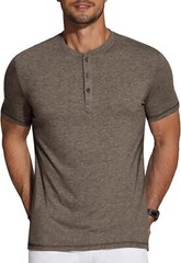 Men’s Short Sleeve Henley Shirt Casual Summer Tee Lightweight Breathable Solid T