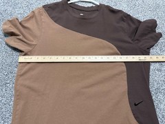 Nike Sportswear Colorblock Tee Mens L Brown Tan Asymmetric Curved Seam Cotton